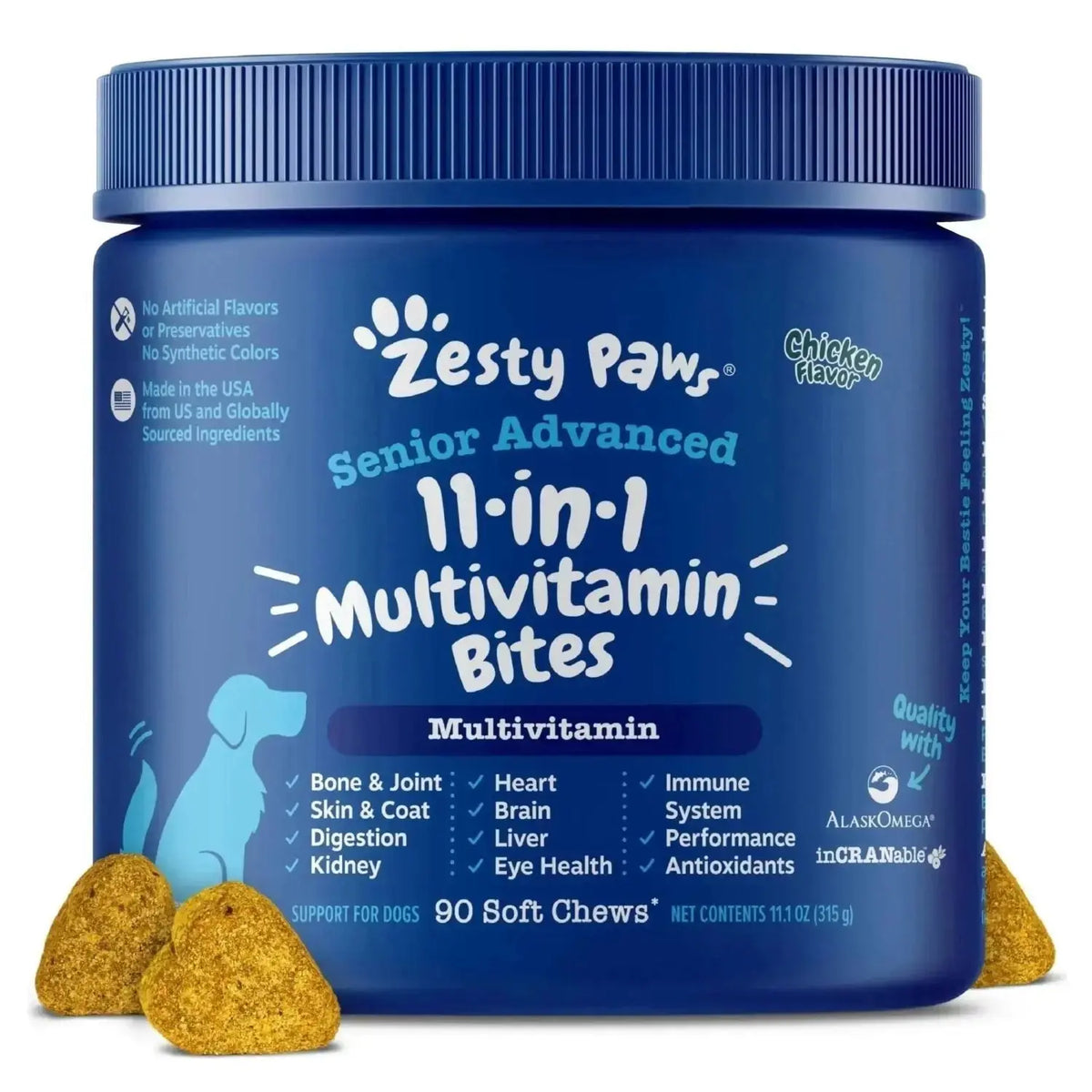 Zesty Paws Dog Multivitamin Chewable Dog Vitamins and Supplements for Hip & Joints Skin & Coat Omega 3 Fish Oil