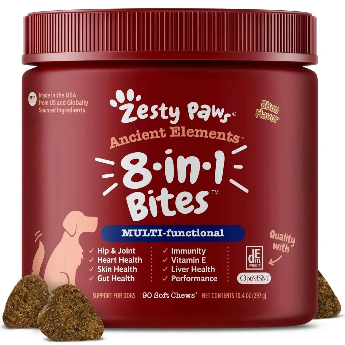 Zesty Paws Dog Multivitamin Chewable Dog Vitamins and Supplements for Hip & Joints Skin & Coat Omega 3 Fish Oil