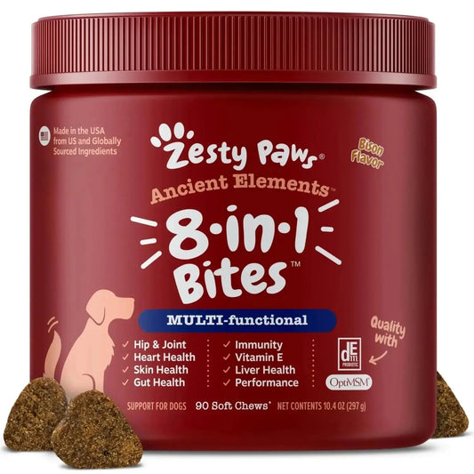 Zesty Paws Dog Multivitamin Chewable Dog Vitamins and Supplements for Hip & Joints Skin & Coat Omega 3 Fish Oil